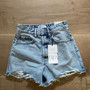 Zara high-waisted denim shorts